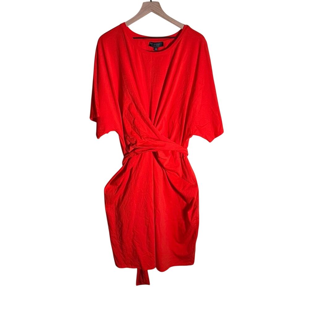 NWT ELOQUII classic cotton crisscross wrap tshirt dress in neon 223